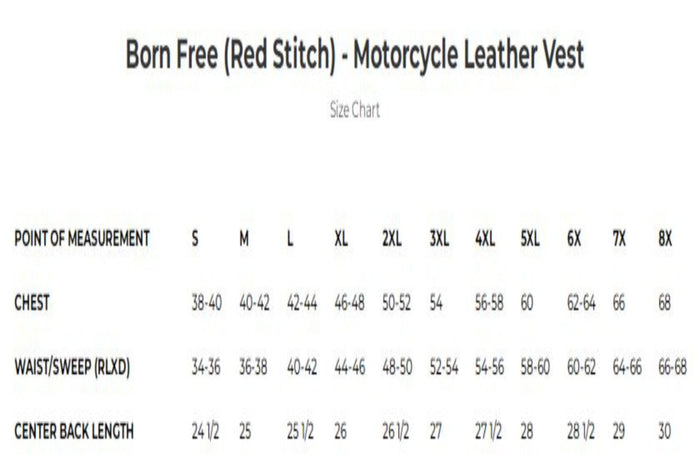 Men's Born Free Vest Red Stitching: Features:

1