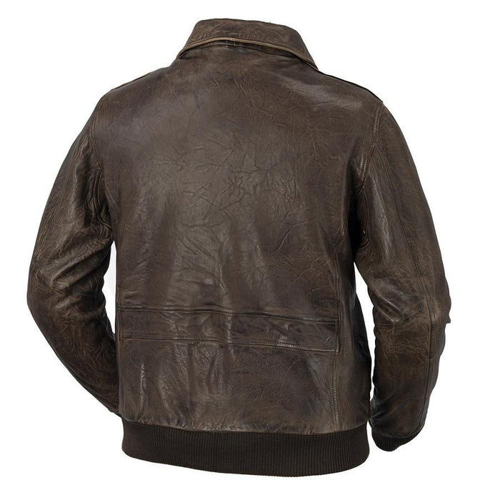 Men's Duke Jacket: Features:

Lambskin leather
Distressed Brown bomber jacket
Cotton ribbed cuffs
Cotton ribbed waistband
Ful