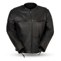 Eagle Leather Men's Indy jacket in soft cowhide, scooter style with banded collar and center zipper