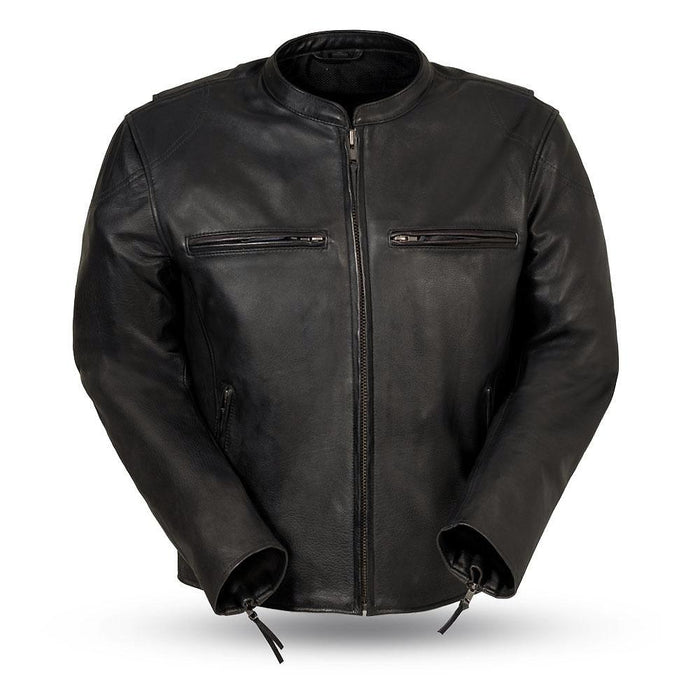 Eagle Leather Men's Indy jacket in soft cowhide, scooter style with banded collar and center zipper