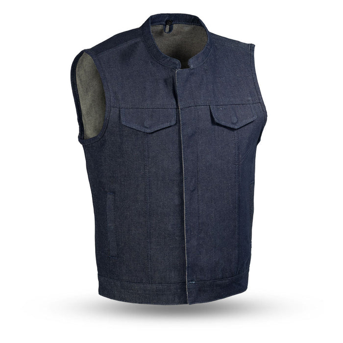 Men's Kershaw Raw Denim Vest: Experience the thrill of the open road like never before with our Kershaw Men's Motorcycle Deni