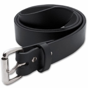 Men's Motorcycle Belt Black: Supple full-grain leather with antiqued silvertone hardware