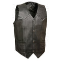 Men's Plain Leather Vest Black: Features:

Fully lined
4 Snaps Closure
2 Outside Pockets
2 Inside Zipper Pockets