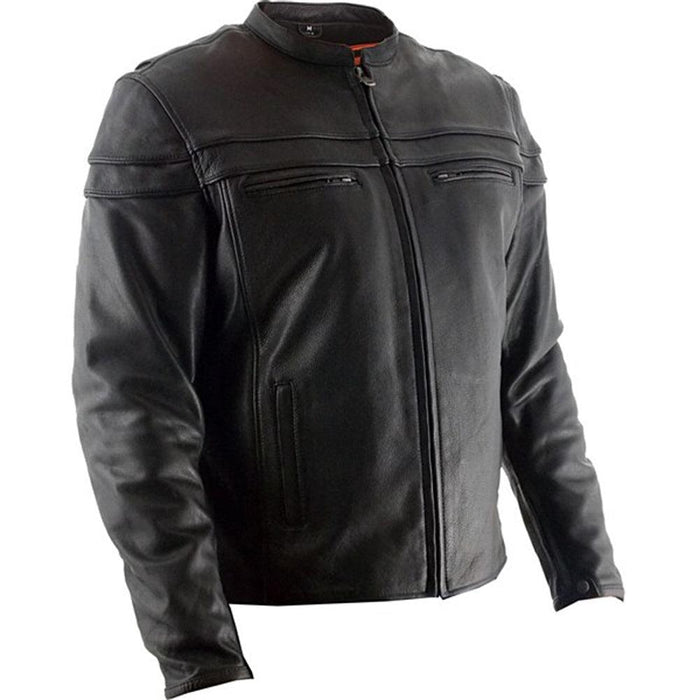 Additional view of the Eagle Leather Premium Maverick jacket showing zippered chest and slash pockets