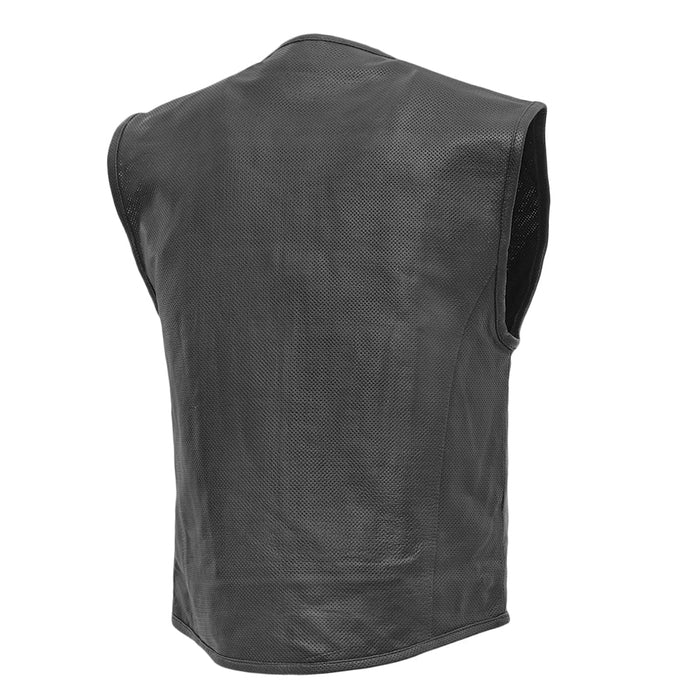 Men's Raceway Vest: Feel the breeze as you hit the road with the Raceway Men's Motorcycle SWAT Style Perforated Vest