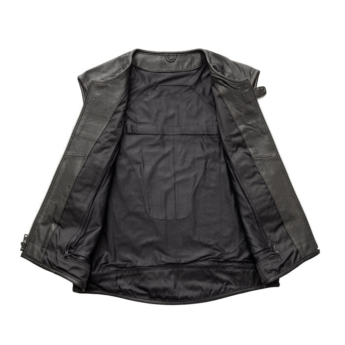 Men's Raceway Vest: Feel the breeze as you hit the road with the Raceway Men's Motorcycle SWAT Style Perforated Vest
