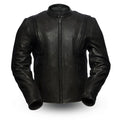 Eagle Leather Men's Revolt jacket in 1.4 mm platinum cowhide, center-zip scooter style with banded collar