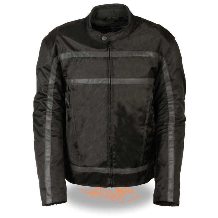Men's Textile Jkt  W/Refl: Features:

1680D Nylon Material
Full Sleeve Zip Out liner
Stand Up Collar with Snap Closure &amp;