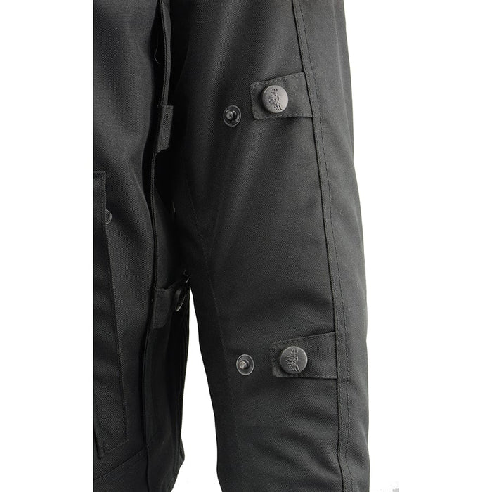 Men's Textile & Leather Jacket: Features:

Men's Combo Leather &amp; Textile Armored Racing Stripe Jacket
Premium Cowhide/Wat