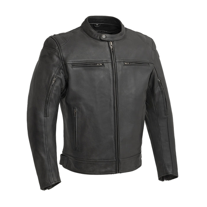 Eagle Leather Men's Top Performer jacket in 1.1-1.2 mm diamond cowhide, center-zip style with single-snap banded collar