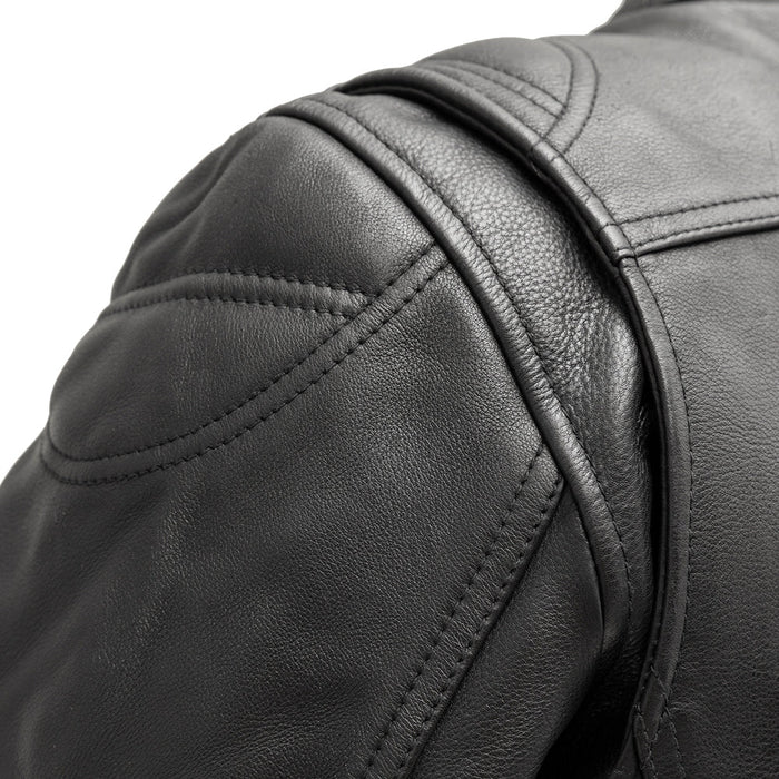 Additional view of the Eagle Leather Top Performer jacket showing zippered underarm vents and the action back