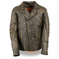 Men's Updated MC Jacket Distressed: Features:

Triple Stitch Distressed Brown Beltless Biker Jacket
1