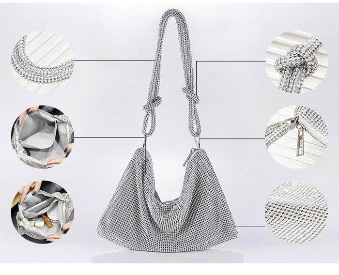 Metal diamond-encrusted dinner bag 776820368706 - COCOMELODY