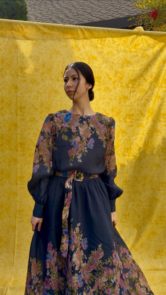 Midnight Bloom Midi Dress