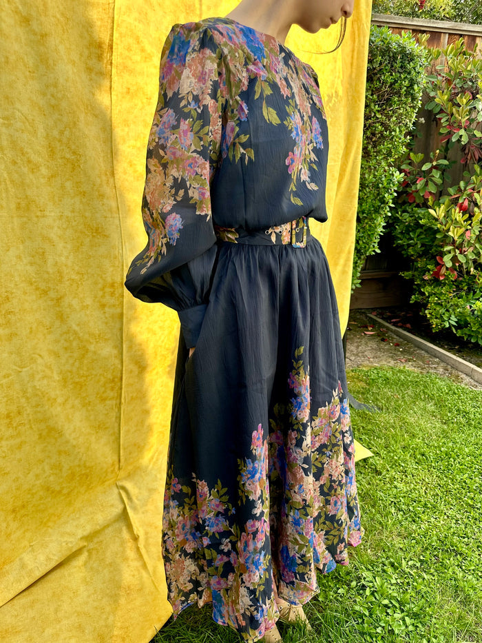 Midnight Bloom Midi Dress