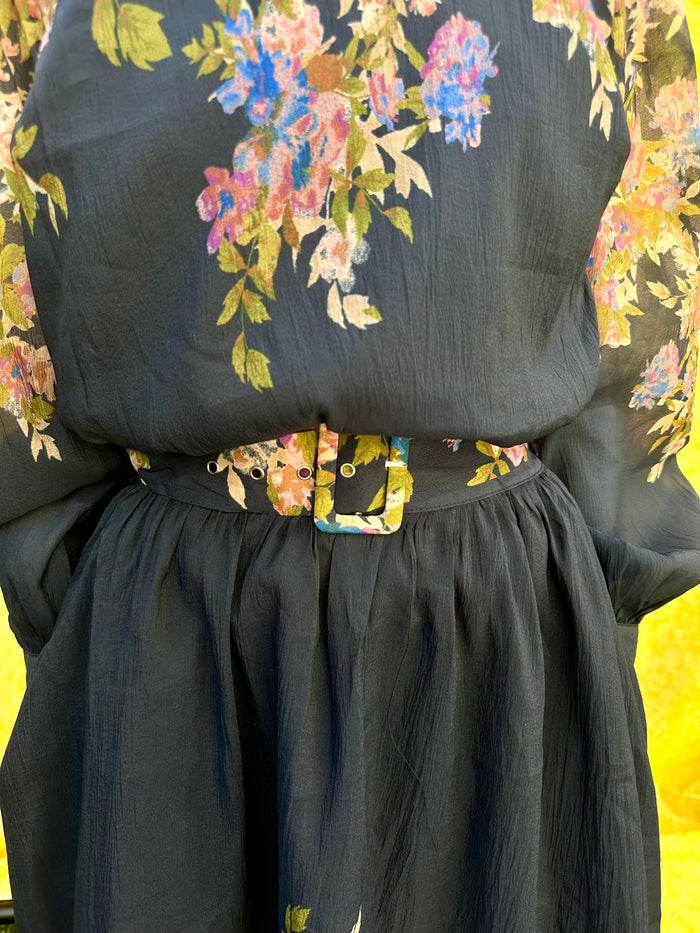 Midnight Bloom Midi Dress