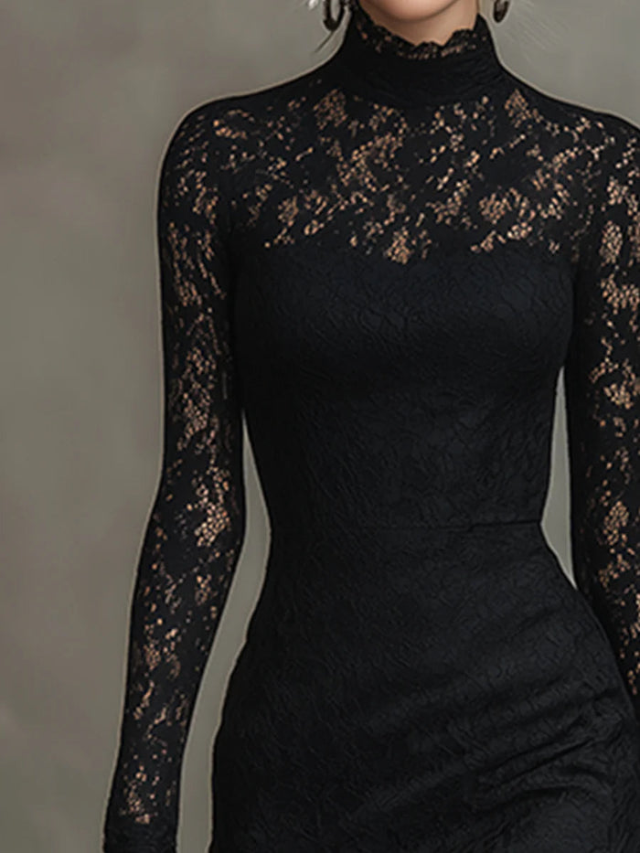 Monica | Elegant Lace Fishtail Maxi Dress
