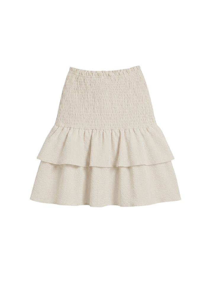 Skirts APOELLA Nafsika Smocked Short Skirt Striped Beige Apoella