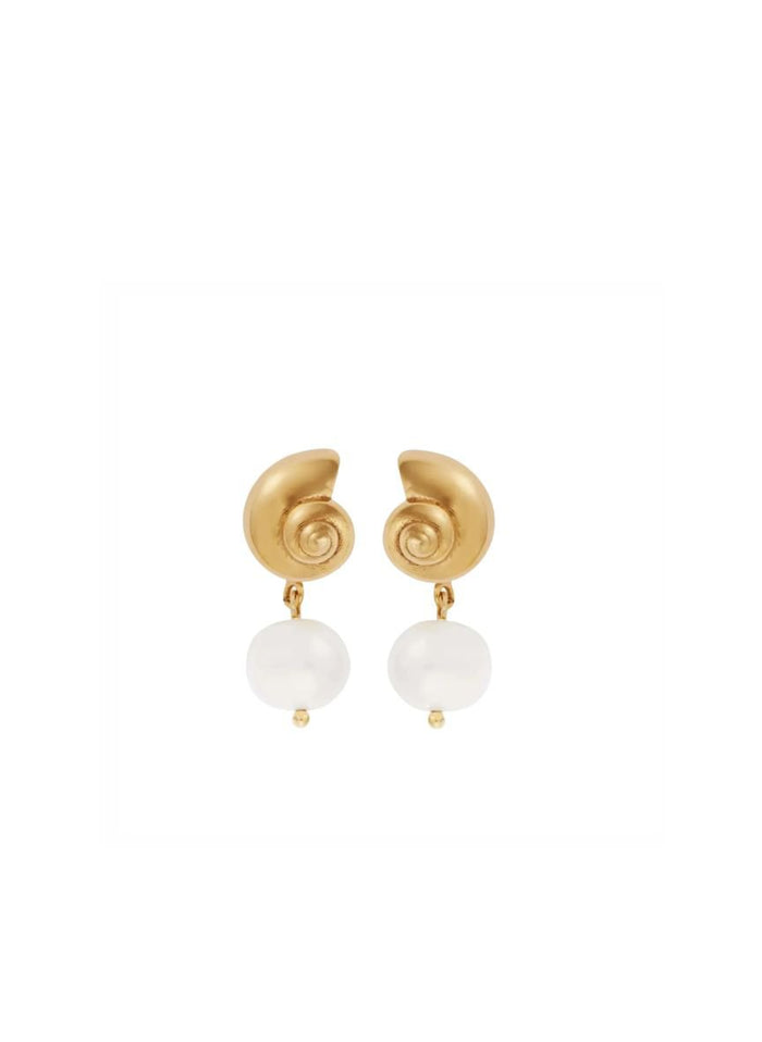 Ileana Makri Nautilus Shell Pearl Studs Gold Plated O/S Apoella