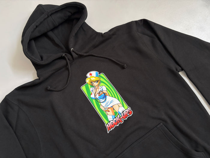 Nurse Girl Nikki HEAVYWEIGHT HOODED SWEATSHIRT - BLACK