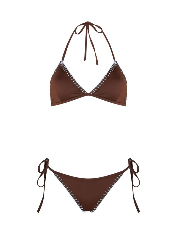 Bikini Kiohne Ocean/Zoe Triangle Embroidered Bikini Brown Apoella