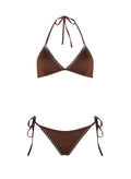 Bikini Kiohne Ocean/Zoe Triangle Embroidered Bikini Brown Apoella
