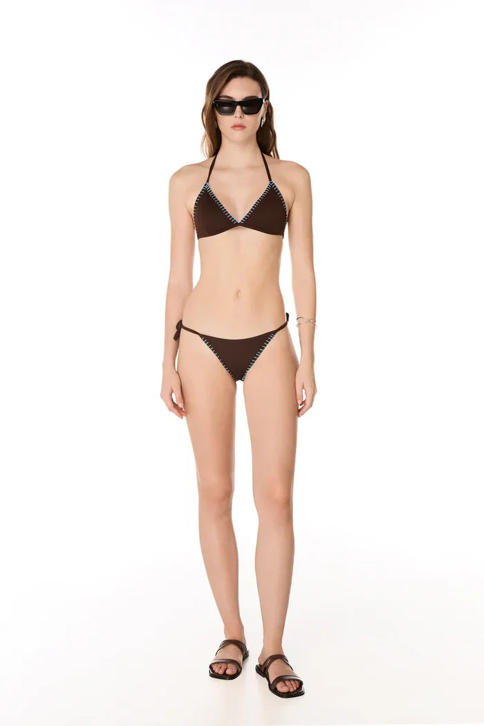 Bikini Kiohne Ocean/Zoe Triangle Embroidered Bikini Brown Apoella