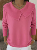Odette - Blush Ribbed Collar Knit Sweater