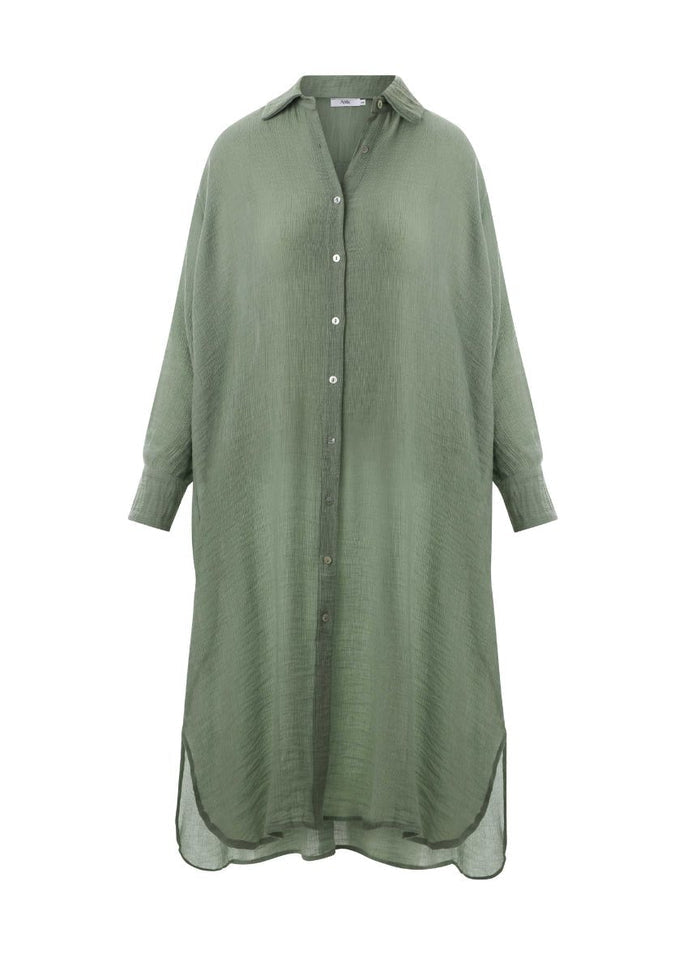 Shirtdress APLA Omega Crinkled Shirtdress Green O/S / Green Apoella
