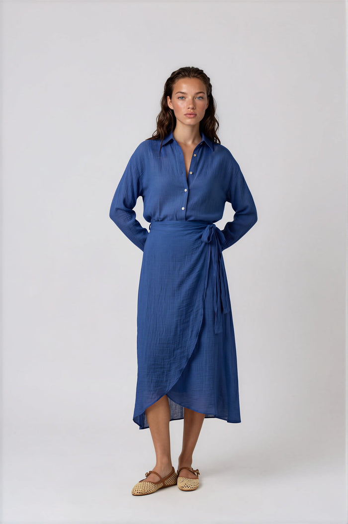 APLA Omikron Crinkled Shirt Royal Blue Apoella
