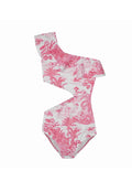 One-Piece Marie Raxevsky One Shoulder Cut Out One Piece Jungle Pink Apoella