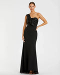 Black One Shoulder Draped Trumpet Gown - Mac Duggal