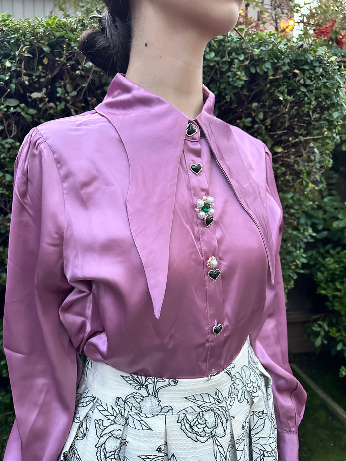 Oversized Collar Rose Blouse