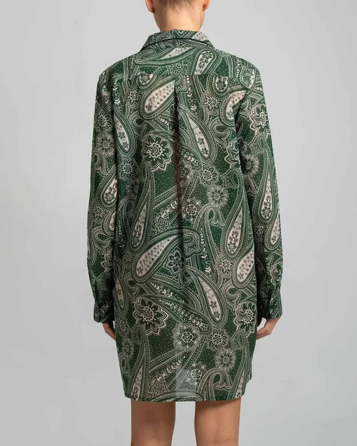 Shirtdress Stefania Frangista Palmira Short Shirtdress Paisley Green Apoella