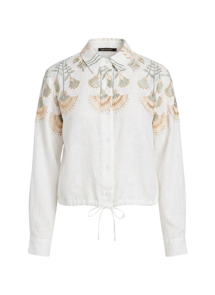 Shirts Greek Archaic Kori Papyrus Crop Shirt White/Multi Mint Apoella