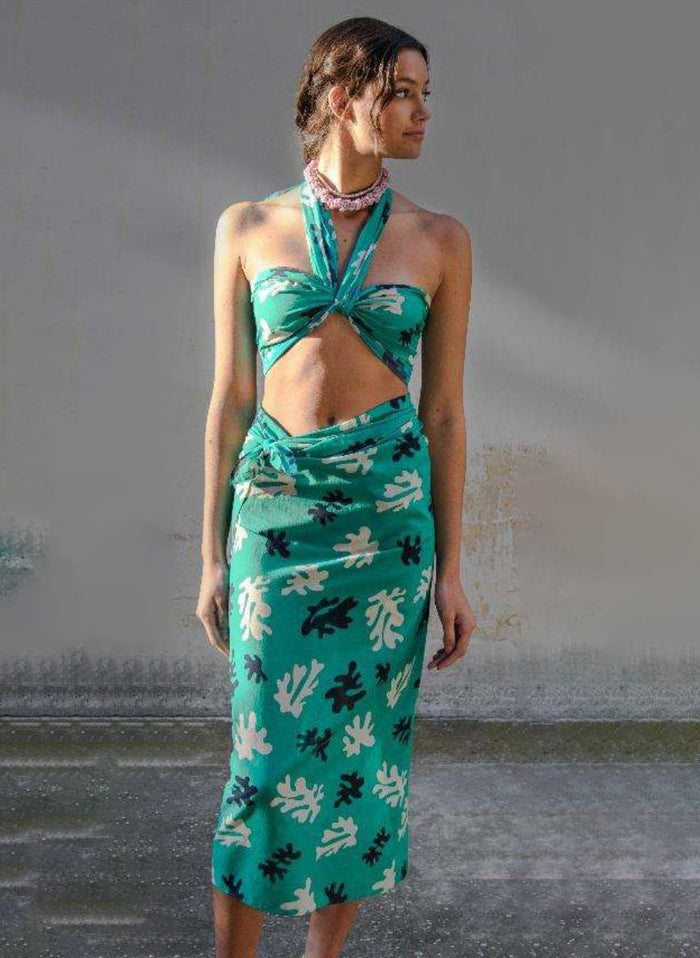Skirts Blue Cicada Pareo Maxi Wrap Skirt Reef Green O/S / Reef Green Apoella