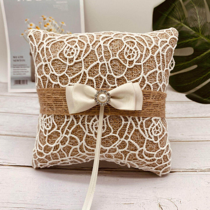 Pearl bow ring pillow 618992788031 - COCOMELODY