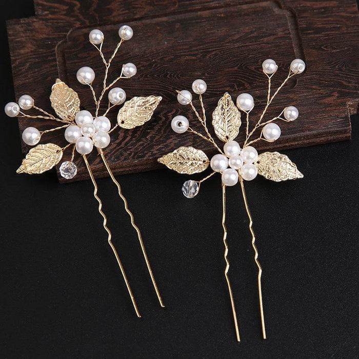 Pearl bridal hairpin Headpiece Hair pin Wedding accessories set of 3 686678591615 - COCOMELODY