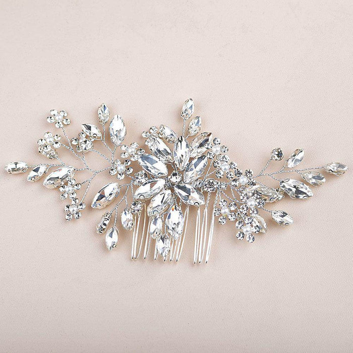 Pearl drill comb hand hair accessories inlaid crystal hair comb 749310304340 - COCOMELODY