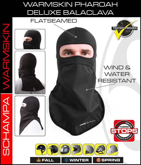 Pharoah Deluxe Balaclava Black: Description
The King has entered the room!!! Schampa's pharaoh deluxe is the ultimate in head
