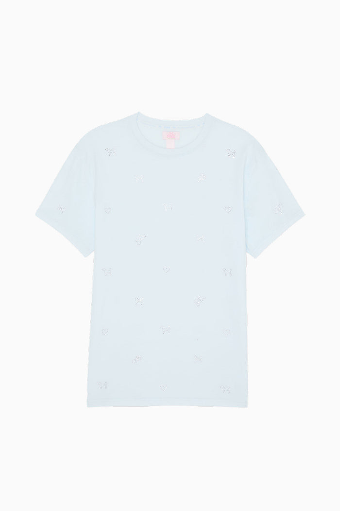 PINK x LoveShackFancy Campus Cotton Tee - GLACIAL MIST