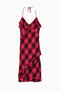 PINK x LoveShackFancy Printed Chiffon Cascade Ruffle Midi Dress