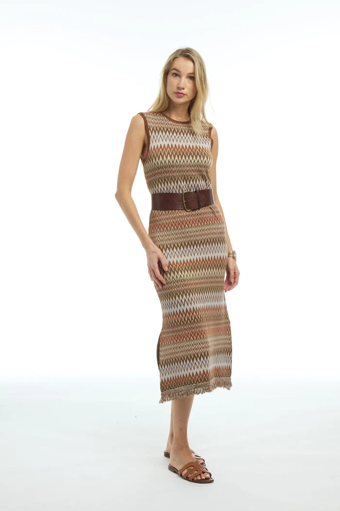 Pk727 Mosaic Knit Midi Dress