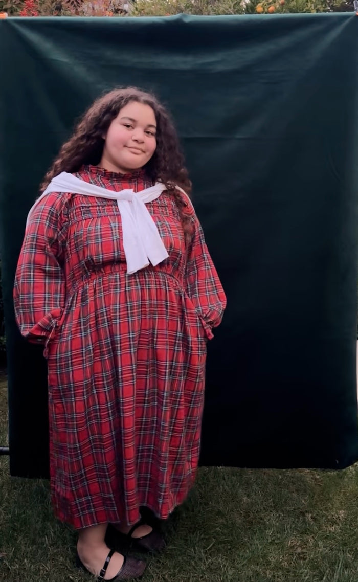 Plus Holiday Red Plaid Midi Dress