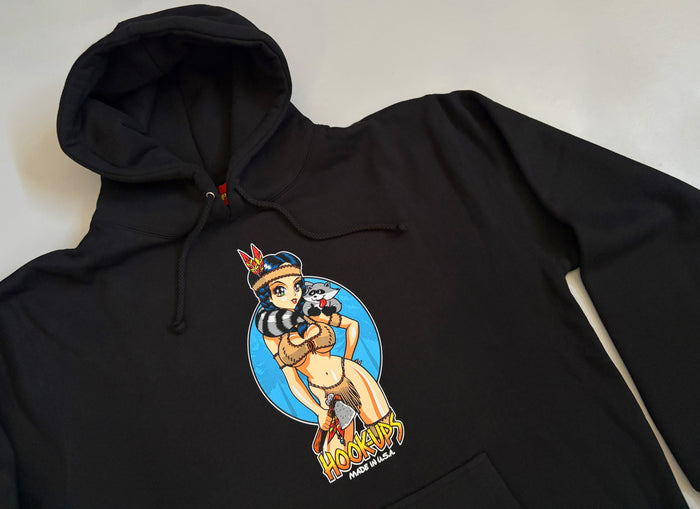 Pocahook-ups HEAVYWEIGHT HOODED SWEATSHIRT - BLACK