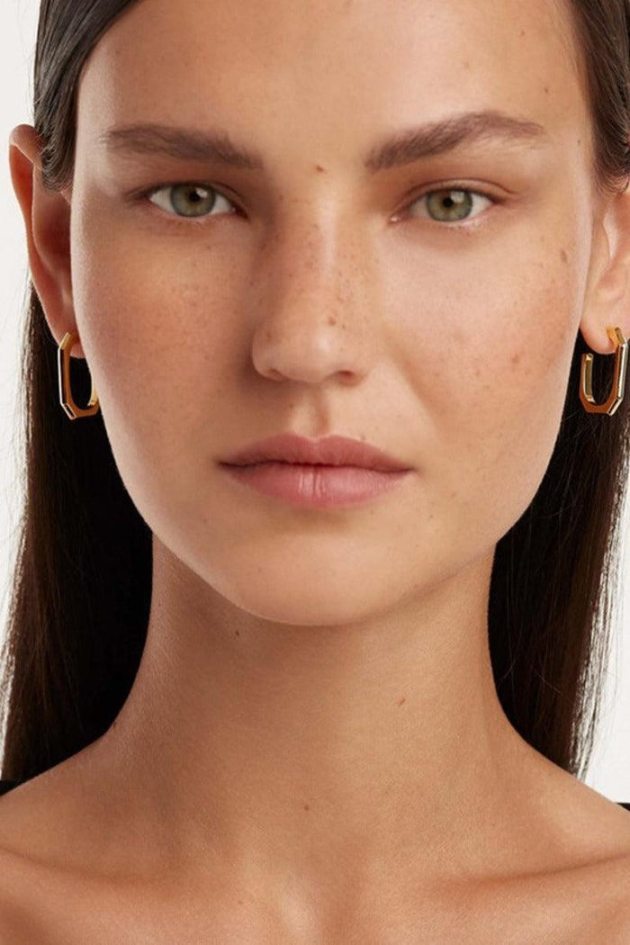 Post Geometric Hexagon Hoop Minimalist Open Earrings 993765592204