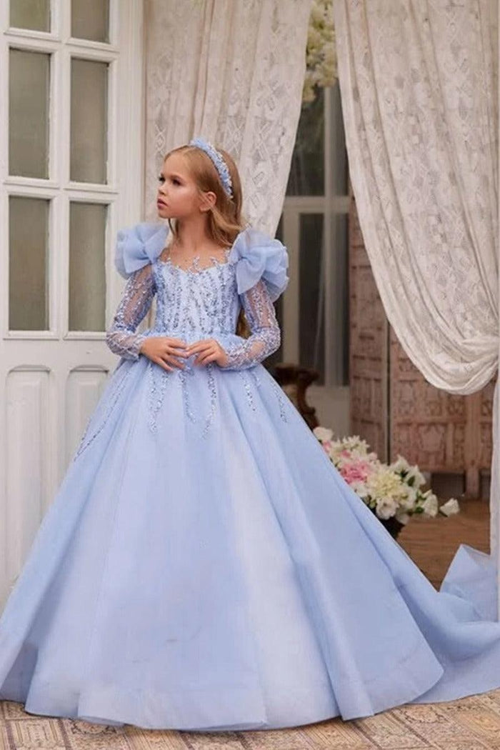 Princess A-Line Puff Shoulder Tulle Flower Girl Dresses 1058088245174