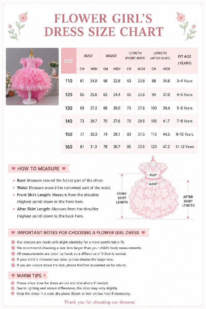 Princess Pearl Short Puff Bubble Sleeve Ruffled Tulle Flower Girl Dresses 1030620832344