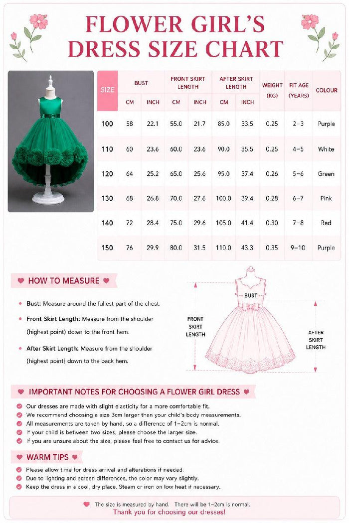 Princess Scoop Neck Sleeveless Hi-Low Tulle Pom Poms Flower Girl Dresses 1029780202104