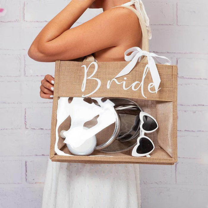 Printed lettering Bride Beach wedding decoration honeymoon trip ribbon makeup bag bridal gift 787520922805 - COCOMELODY